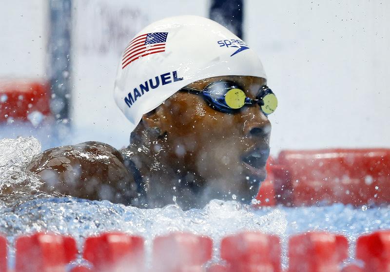 Simone MANUEL of the United States of America (USA) competes in the women's 100m Freestyle Heats