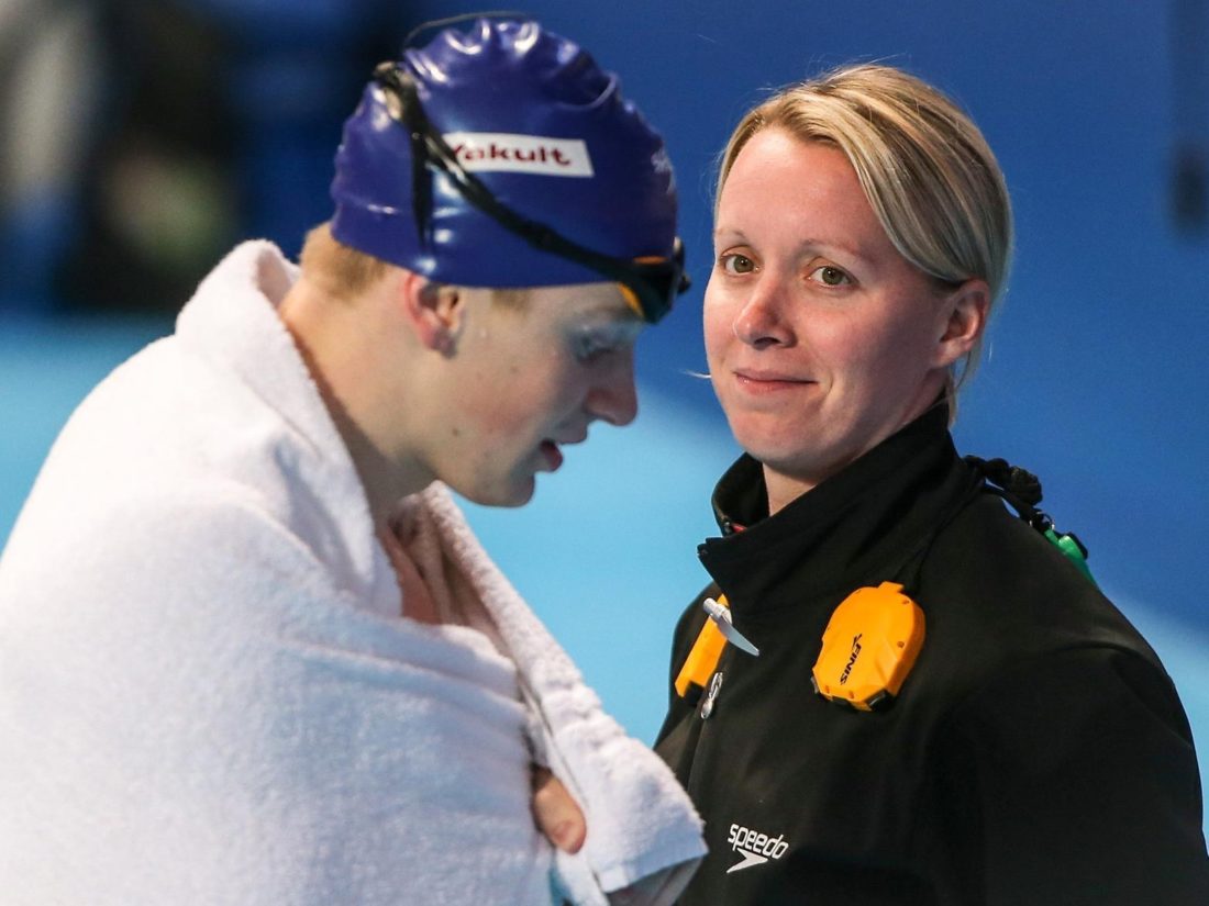 Mel Marshall with her charge Adam Peaty - courtesy of Mel Marshall