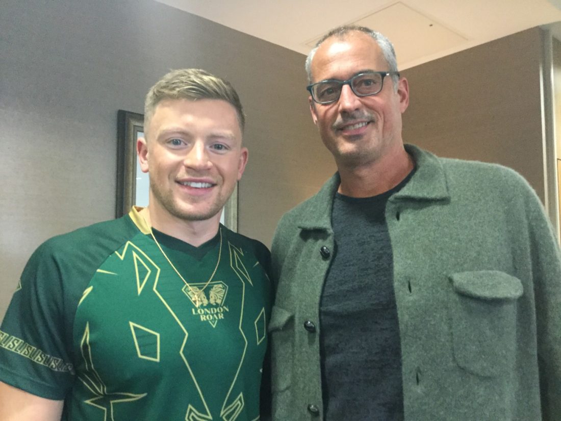 Matt Biondi, the director of the Athletes' Union, with Adam Peaty in London - Photo Courtesy: Craig Lord