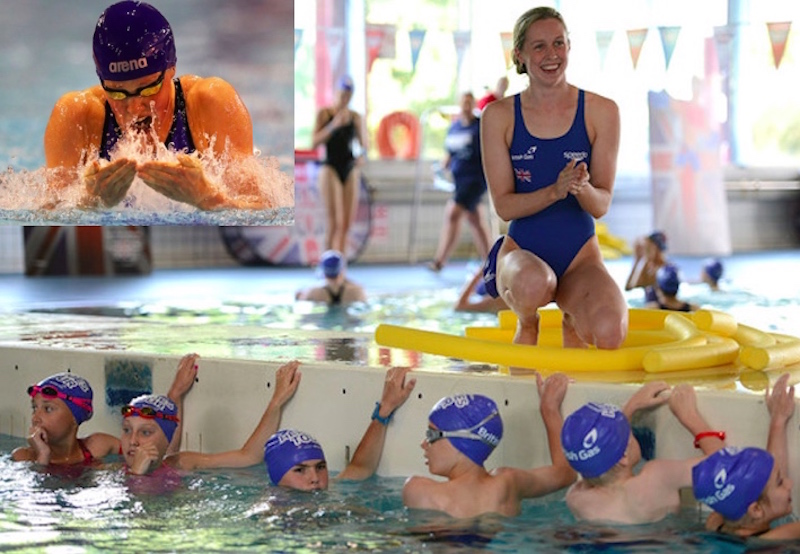 Hannah Miley's experience and attitudes will be passed on to the next wave in Scotland - photo courtesy of British Gas at a time when the energy provider backed British Swimming - inset, Miley in action at Olympic trials - by Ian MacNicol