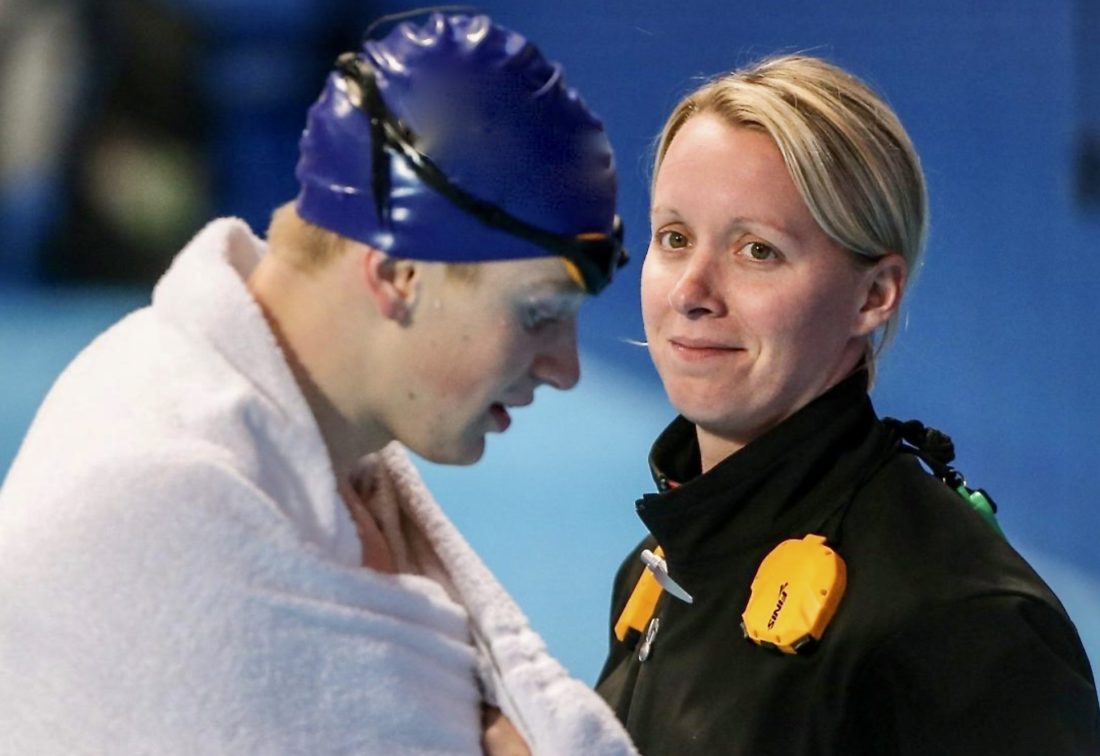 Mel Marshall with her charge Adam Peaty - courtesy of Mel Marshall