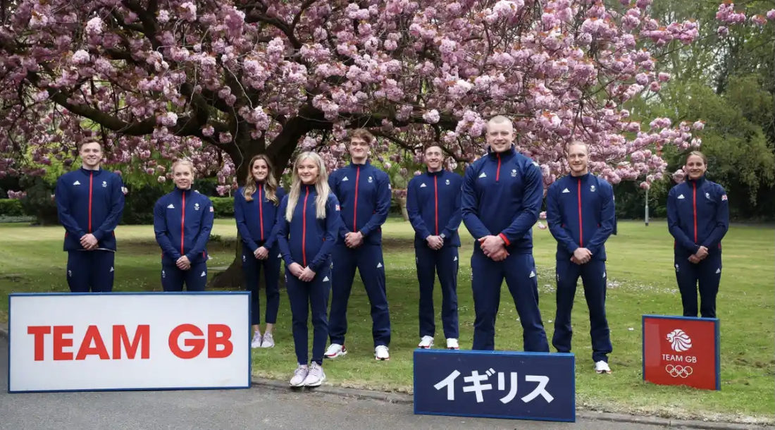 Team GB Olympic swim team for Tokyo 2020 - From left: Joe Litchfield, Anna Hopkin, Molly Renshaw, Abbie Wood, James WIlby, Max Litchfield, Adam Peaty, Luke Greenback and Sarah Vasey pose for an official photo to mark the official announcement of the Team GB swimming team for Tokyo. Photograph: Alex Pantling/Getty Images, courtesy of the British Olympic Association