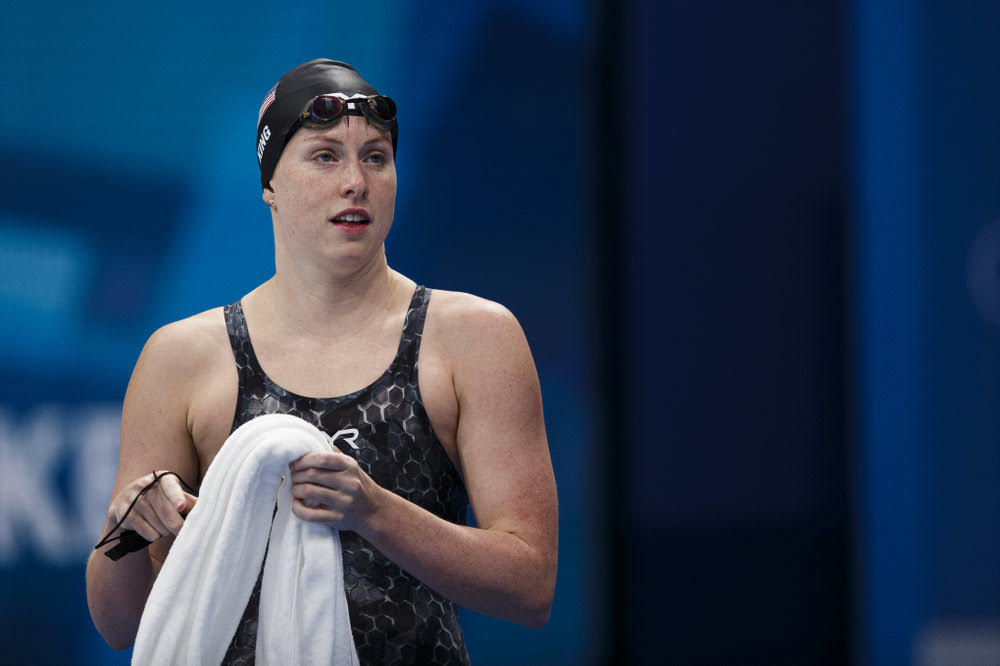 Lilly King of the United States of America (USA) walks in before competing in the women’s 200m Breaststroke Semifinal during the Swimming events of the Tokyo 2020 Olympic Games at the Tokyo Aquatics Centre in Tokyo, Japan, 29 July 2021.