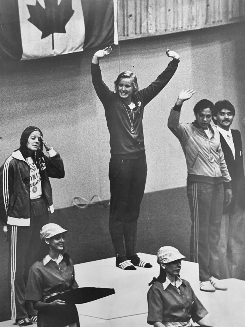 Kornelia Ender, with American Shirley Babashoff taking silver, and Dutchwoman Enith Brigitha the bronze at Montreal 1976 – courtesy NTCLArchive, SchwimmSport Collection