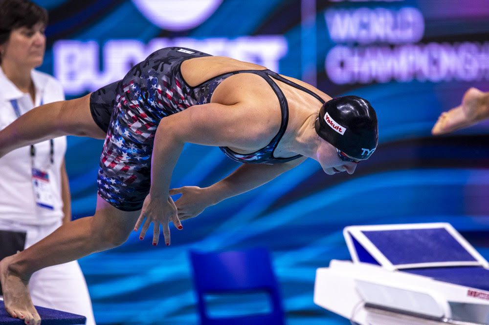 Katie Ledecky at the Duna Arena in Budapest, 2022 (Photo by Patrick B. Kraemer / MAGICPBK)