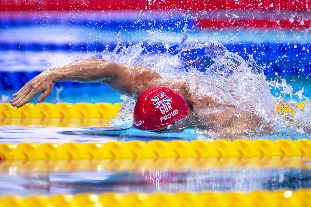 Benjamin PROUD of Great Britain on his way winning in the Men's 50m Freestyle Final during the swimming events of the 19th Fina World Championships held at the Duna Arena in Budapest, Hungary, Friday, June 24, 2022. (Photo by Patrick B. Kraemer / MAGICPBK)