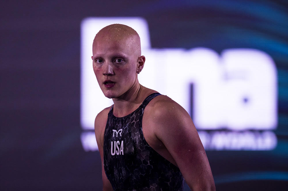 of United States of America (USA) walks out after finishing third in the Women’s 200m Individual Medley (IM) Final during the swimming e