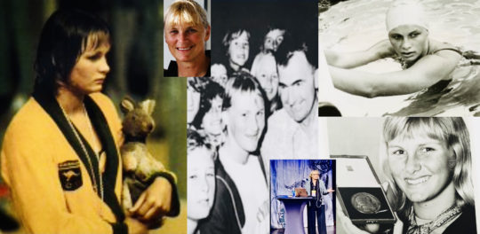 Shane Gould, then and now. Images courtesy of Craig Lord, NT/CL Archive and the AOC