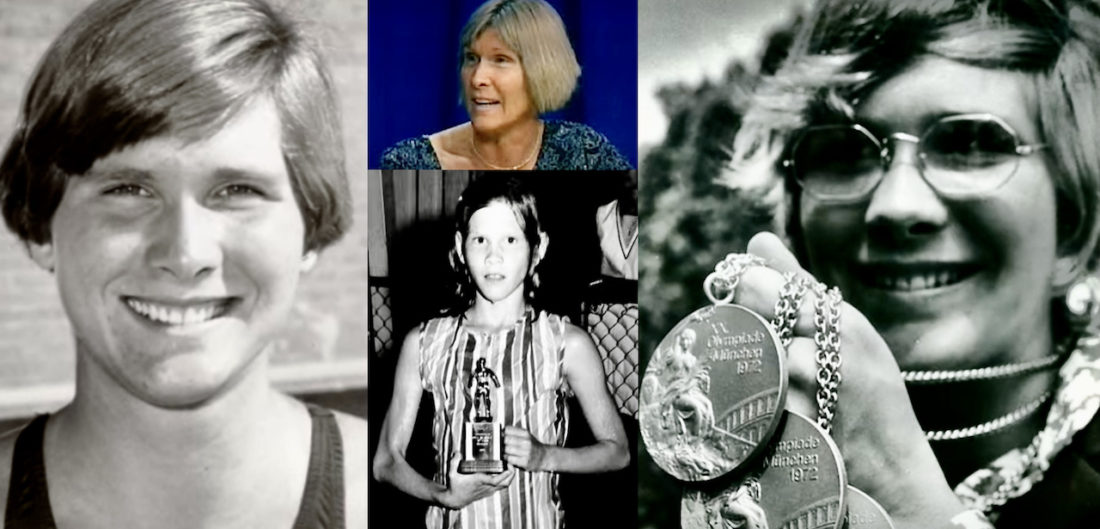 Melissa Belote - from promising and determined youth to Olympic champion and later coach - screenshots courtesy of YouTube video of Melissa Belote's induction into the 2020 class at the Pac-12 Hall of Honor
