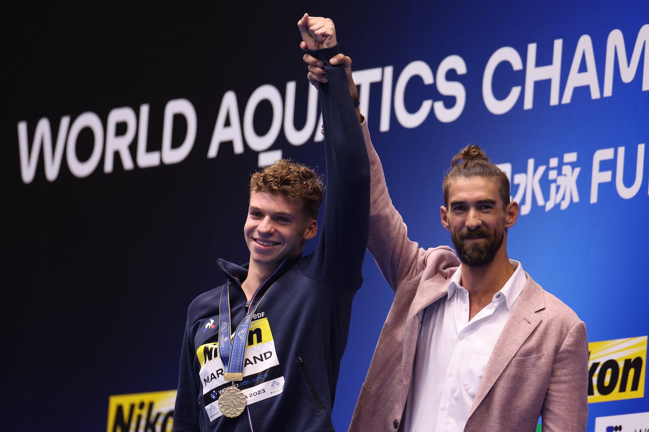 Leon Marchand Heralded By Michael Phelps After Magnificent 4:02.50 Takes  American's Last World Record Down In Fukuoka Flames - StateOfSwimming