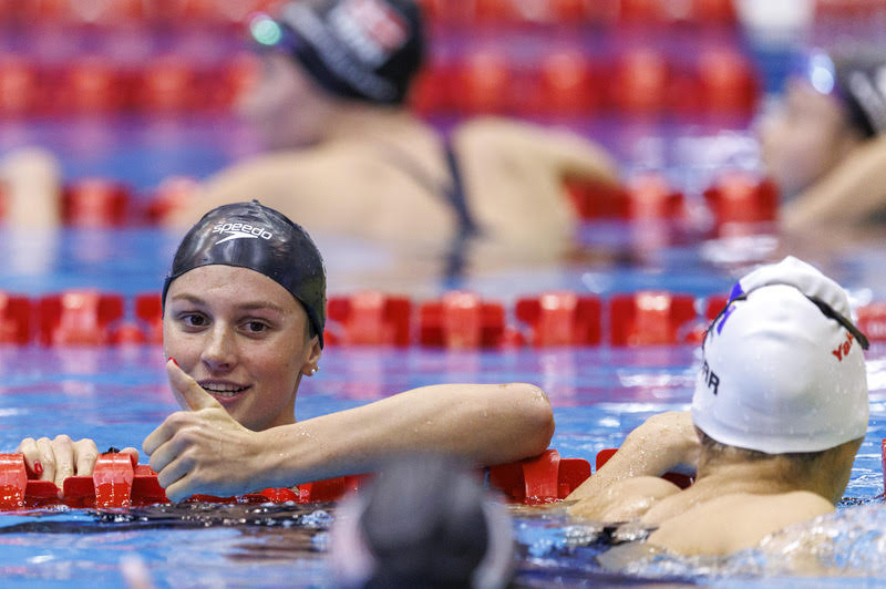 Summer McIntosh all smiles after she kept the World 200 'fly crown on her head in Fukuoka(