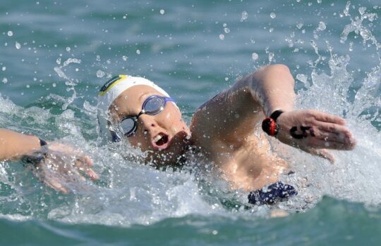 Melissa GORMAN of Australia competes in the women's 10km open water swimming at the 13th FINA World Championships at the beach in Ostia near Rome, Italy, Wednesday, July 22, 2009. (Photo by Patrick B. Kraemer / MAGICPBK)