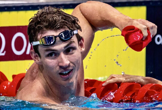 Benjamin PROUD of Great Britain reacts after winning in the Men's 50m Freestyle Final during the swimming events of the 19th Fina World Championships held at the Duna Arena in Budapest, Hungary, Friday, June 24, 2022. (Photo by Patrick B. Kraemer / MAGICPBK)