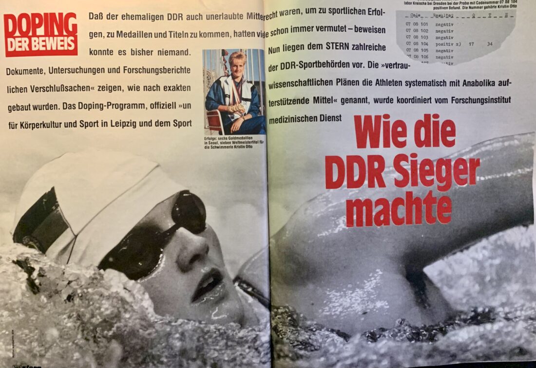 Olympic The first two of eight pages of explosive revelations on GDR doping in Stern Magazin in 1990