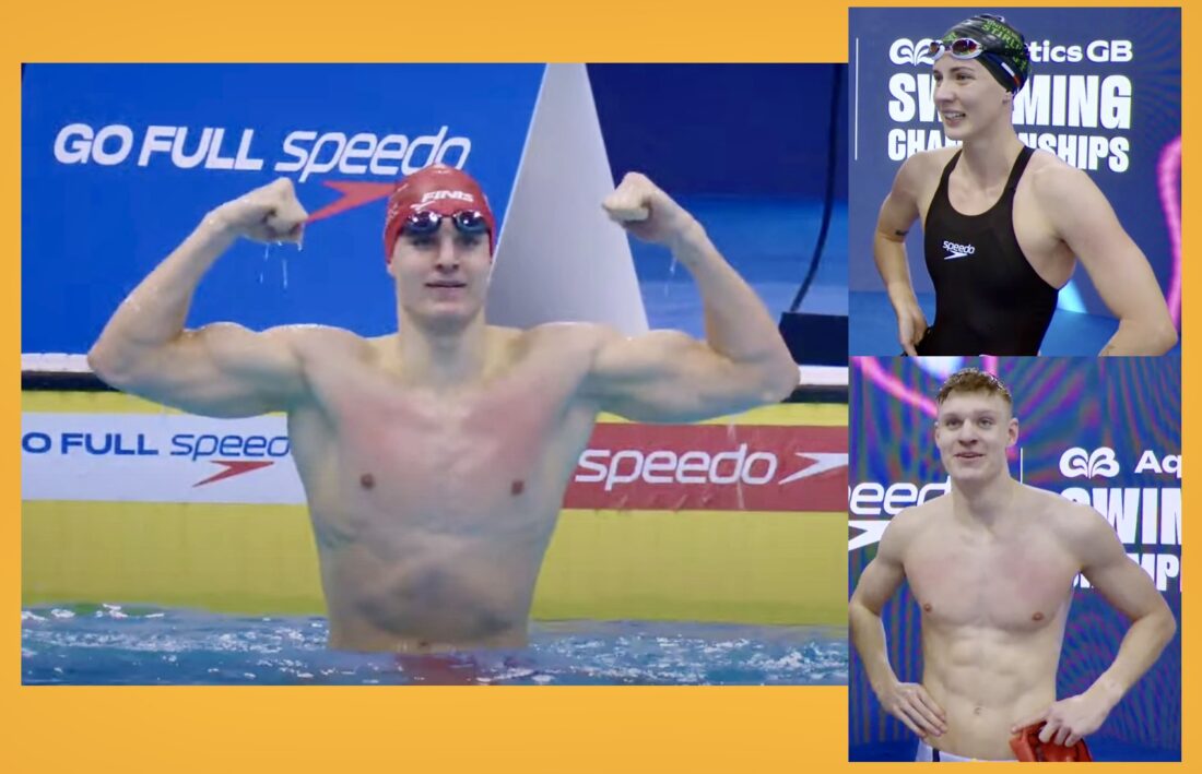 Kathleen Dawson and Oliver Morgan - British backstroke champions and record holders with a ticket to the Paris Olympics in their bags - images courtesy of Aquatics GB / Channel 4