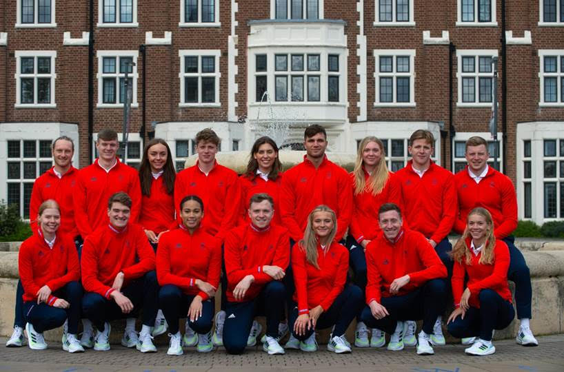 Fifteen of the 33-strong team, photographed at Loughborough University. Back row, from left: Luke Greenbank, Oliver Morgan, Medi Harris, Hector Pardoe, Freya Colbert, Alex Cohoon, Honey Osrin, Toby Robinson, Adam Peaty Front row, from left: Laura Stephens, James Wilby, Eva Okaro, Joe Litchfield, Abbie Wood, Max Litchfield, Anna Hopkin - courtesy of Aquatics GB