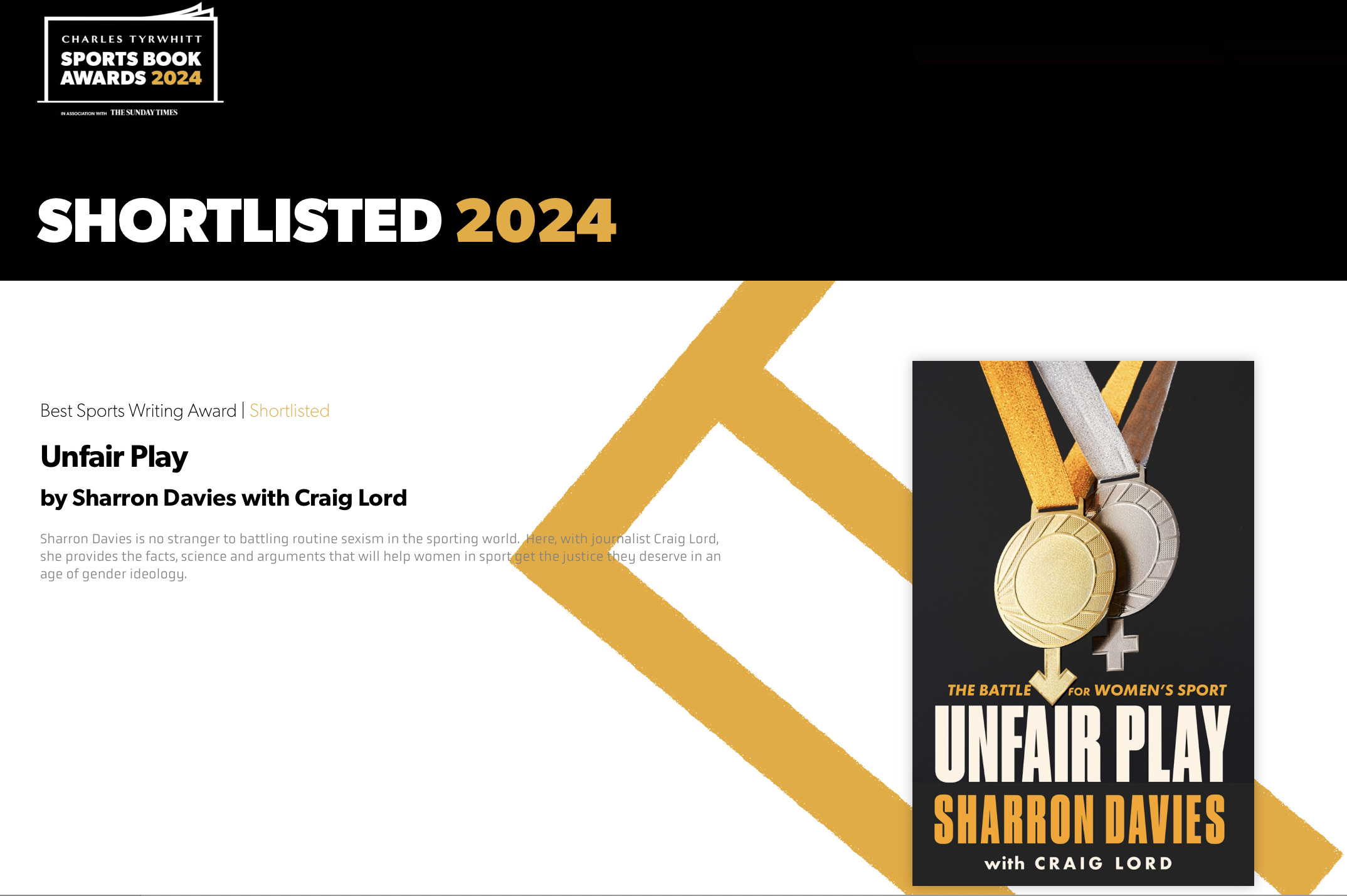 The Vortex, May 2024 – Unfair Play Shortlisted For UK Sports Writing Award 2024 – StateOfSwimming
